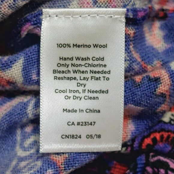 Talbots Women's 2X Merino Wool Paisley Sweater Purple Pink Classic Lightweight - Picture 5 of 8